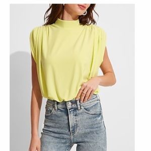 Draped Mock Neck Open Back
Thong Bodysuit